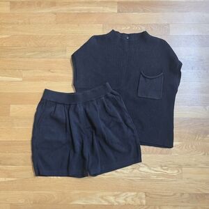 ANRABESS 2-Piece Knit Set Black Medium EUC